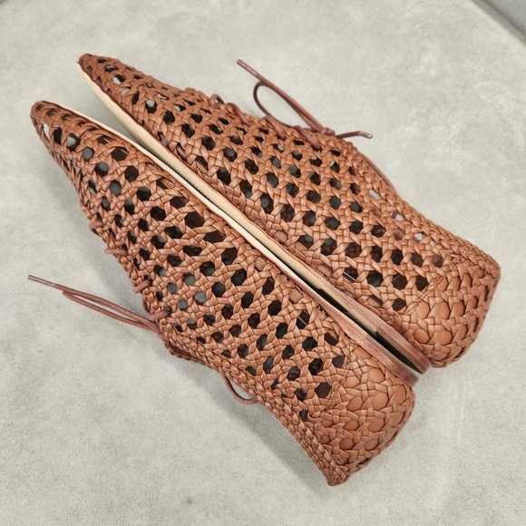 Antonio Melani Flats 9 Brown Woven Leather Myles Crochet Lace Up Loafers New$190 - Picture 8 of 16